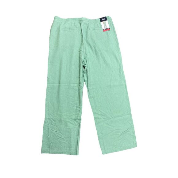 GAP Women's Drawstring Elastic Waist Linen Pull On Pant - Granite Green - Picture 2 of 2
